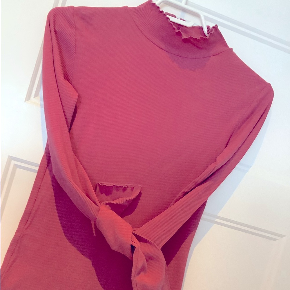 Dusty pink Mock neck long sleeve top